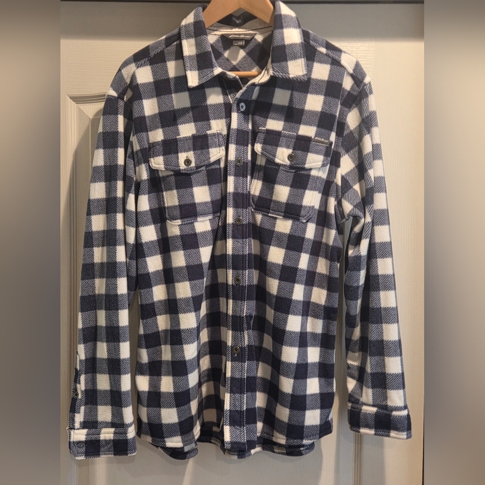 Eddie Bauer Blue and White Plaid Shirt